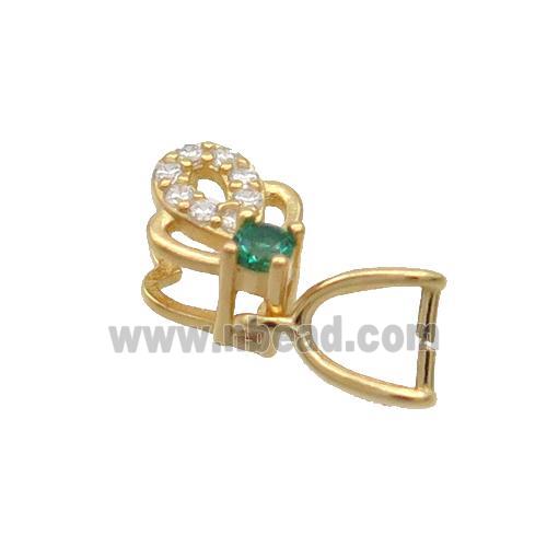 Sterling Silver Pinch Bail Pave Zircon Clasp Gold Plated