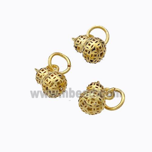 925 Sterling Silver Gourd Pendant Hollow Gold Plated