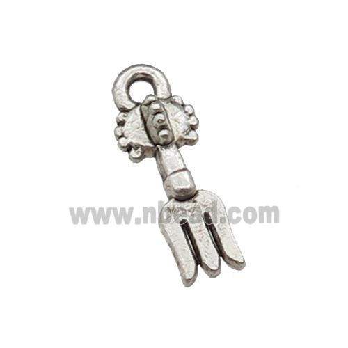 Tibetan Style Zinc Fork Charms Pendant Antique Silver