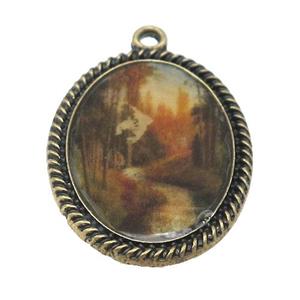 Tibetan Style Zinc Pendant Antique Bronze, approx 23-30mm