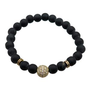 black matte Onyx Agate Bracelet, stretchy, approx 8mm dia