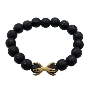 black Onyx Agate Bracelet, stretchy, approx 10mm dia