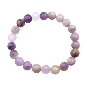 Purple Chalcedony Bracelet Stretchy Round, approx 8mm dia