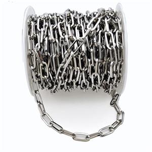 Iron Paperclip Chain Platinum Plated, approx 7-16mm