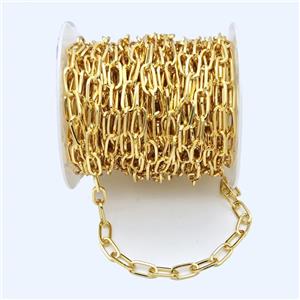 Iron Paperclip Chain Gold Plated, approx 6-13mm