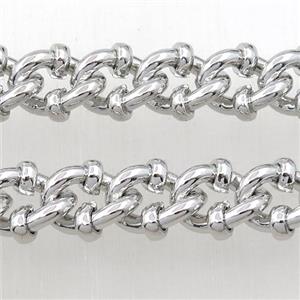 Copper chains, platinum plated, approx 11-13mm