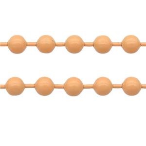 stainless Iron Ball Chain with fire peach lacquer, approx 3.2mm