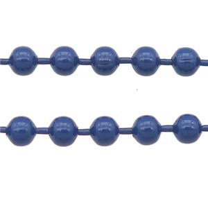 stainless Iron Ball Chain with fire navyblue lacquer, approx 3.2mm