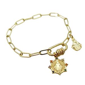 copper bracelet, gold plated, approx 4x11mm, 18cm length