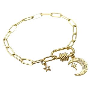 copper bracelet, gold plated, approx 4x11mm, 18cm length