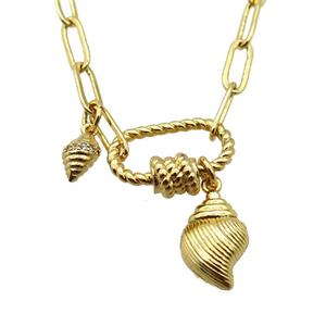 copper necklace with carabiner lock, gold plated, approx 4x11mm, 44cm length