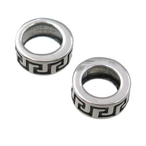 Stainless Steel rondelle beads, antique silver, approx 10mm, 6mm hole