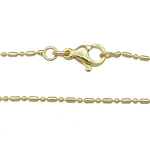 Copper Necklace Chain Unfaded Gold Plated, approx 1.2mm, 42cm length