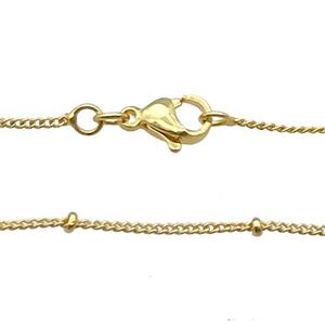 Copper Necklace Satellite Chain Unfaded Gold Plated, approx 1.2mm, 42cm length