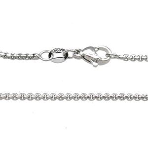 Copper Necklace Box Chain Unfaded Platinum Plated, approx 2mm, 42cm length