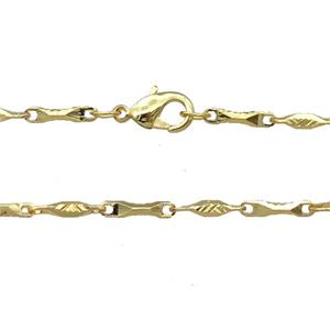 Copper Necklace Chain Unfaded Gold Plated, approx 1.8x9mm, 42cm length
