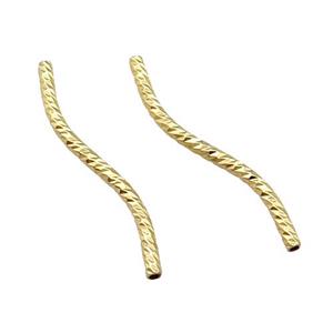 Copper Tube Beads Bend Gold Plated, approx 2x34mm