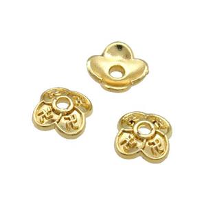 Copper BeadCaps Unfaded Gold Plated, approx 8mm