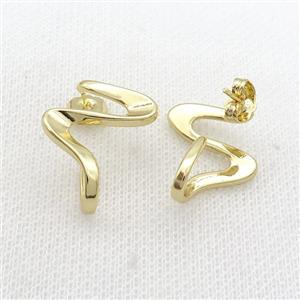 Copper Stud Earring Gold Plated, approx 20-25mm