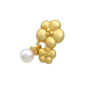 Copper Flower Pendant Pearlized Plastic 18K Gold Plated, approx 5mm, 8-15mm, 4mm hole