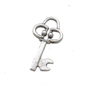 Tibetan Style Zinc Key Charms Pendant Antique Silver, approx 9-19mm