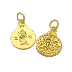 Copper Circle Pendant Gold Plated, approx 14mm