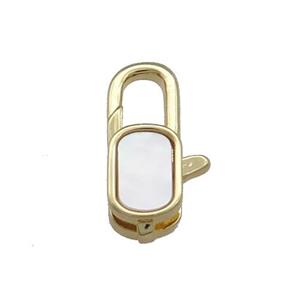 Copper Lobster Clasp Pave Shell 18K Gold, approx 10-18mm