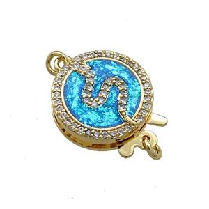 Copper Slide Clasp Pave Fire Opal Zircon Snake 18K Gold, approx 14mm