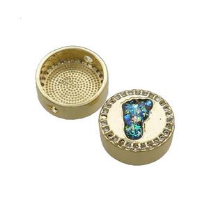 Copper Button Beads Pave Multicolor Fire Opal Barefoot 18K Gold Plated, approx 12mm