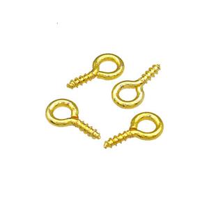 Copper Eye Screw Bails Pin Gold Plated, approx 1.2x5x10mm