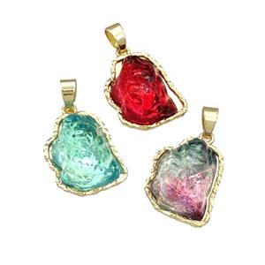 Copper Pendant Pave Acrylic Mountain Gold Plated Mixed, approx 16-20mm