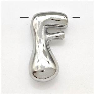 Copper Letter-F Pendant Platinum Plated, approx 15-21mm
