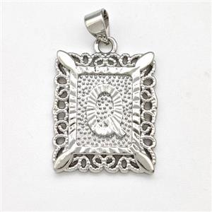 Copper Letter-Q Pendant Frame Platinum Plated, approx 18-21mm