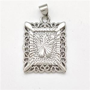 Copper Letter-W Pendant Frame Platinum Plated, approx 18-21mm