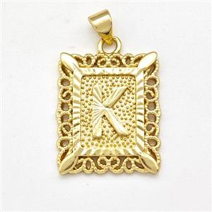 Copper Letter-K Pendant Frame Gold Plated, approx 18-21mm