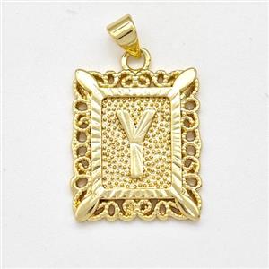 Copper Letter-Y Pendant Frame Gold Plated, approx 18-21mm