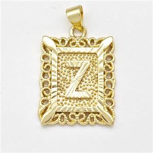 Copper Letter-Z Pendant Frame Gold Plated, approx 18-21mm