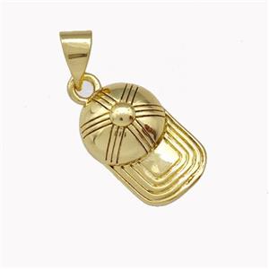 Baseball Cap Charm Copper Pendant Sport Gold Plated, approx 9-15mm