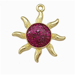Copper Sun Pendant Gold Plated, approx 20mm