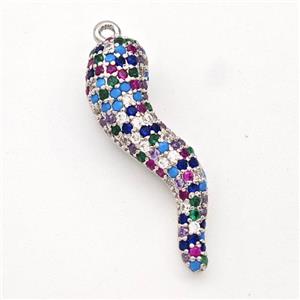 Copper Chili Pendant Micro Pave Zirconia Capsicum Platinum Plated, approx 7-30mm