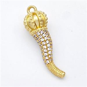 Copper Chili Pendant Micro Pave Zirconia Capsicum Gold Plated, approx 10-30mm