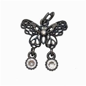 Copper Butterfly Pendant Pave Zirconia Black Plated, approx 8-15mm, 4mm