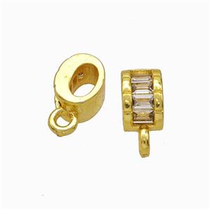 Copper Hanger Bail Micropave Zirconia Gold Plated, approx 5-7mm, 3mm hole