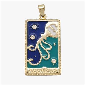 Copper Tarot Card Enamel Aquarius Gold Plated, approx 15-24mm