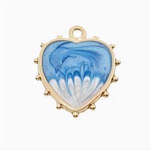 Copper Heart Pendant Blue Painted Gold Plated, approx 17mm