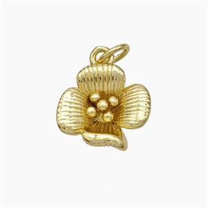 Copper Flower Pendant Gold Plated, approx 12mm
