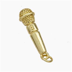 Copper Microphone Pendant Gold Plated, approx 8-23mm