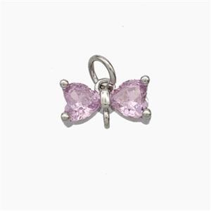 Copper Butterfly Pendant Pave Zirconia Platinum Plated, approx 6-11mm