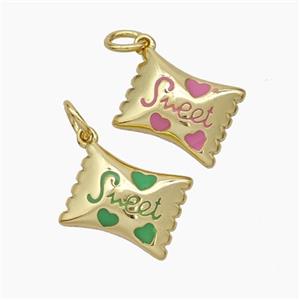 Sweet Candy Copper Pendant Enamel Gold Plated Mixed, approx 9-12mm