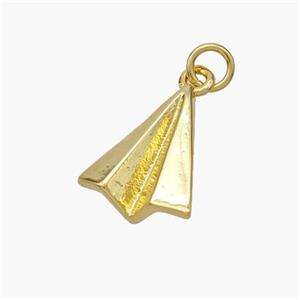 Paper Airplane Charms Copper Pendant Gold Plated, approx 13-15mm